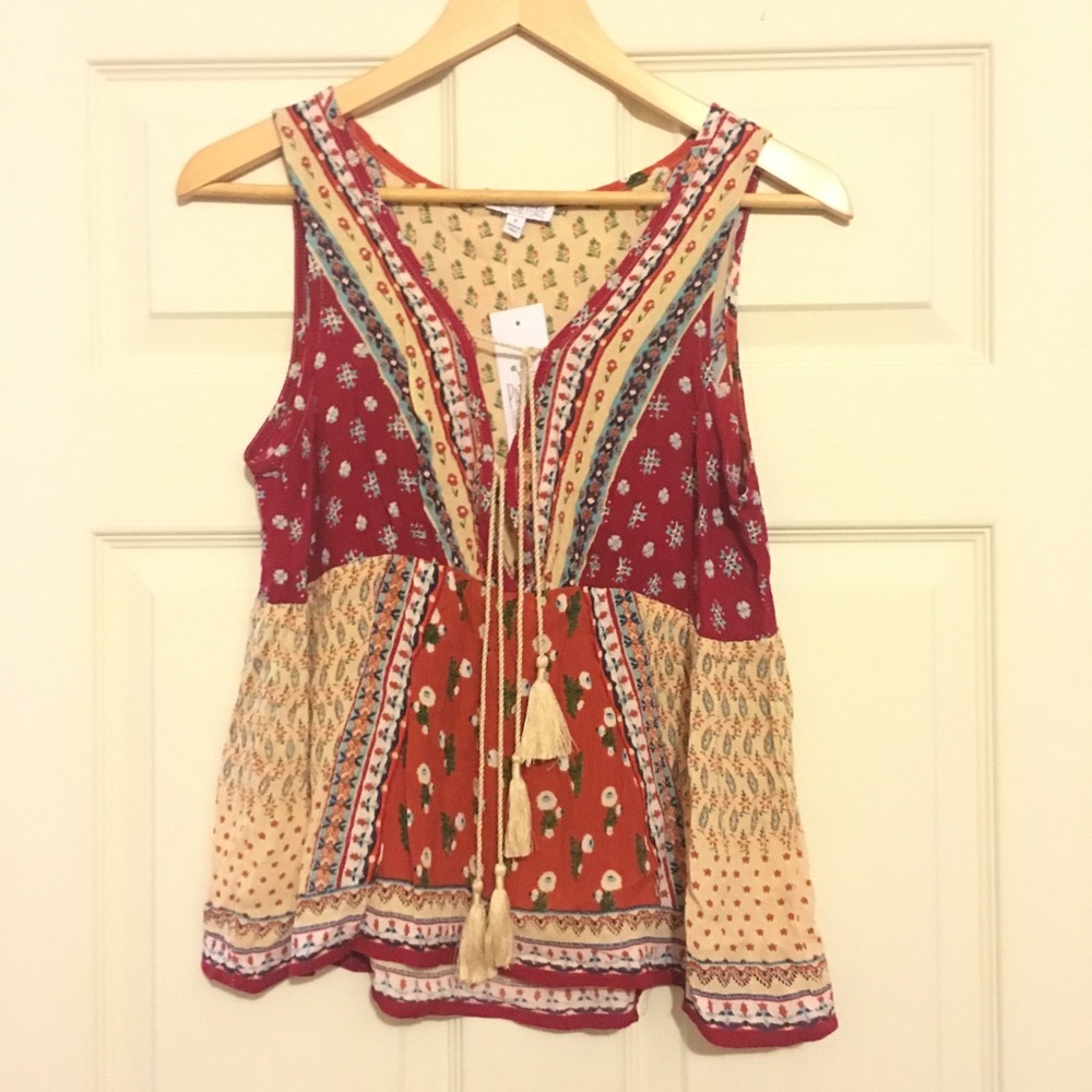 Boho printed tank top blouse